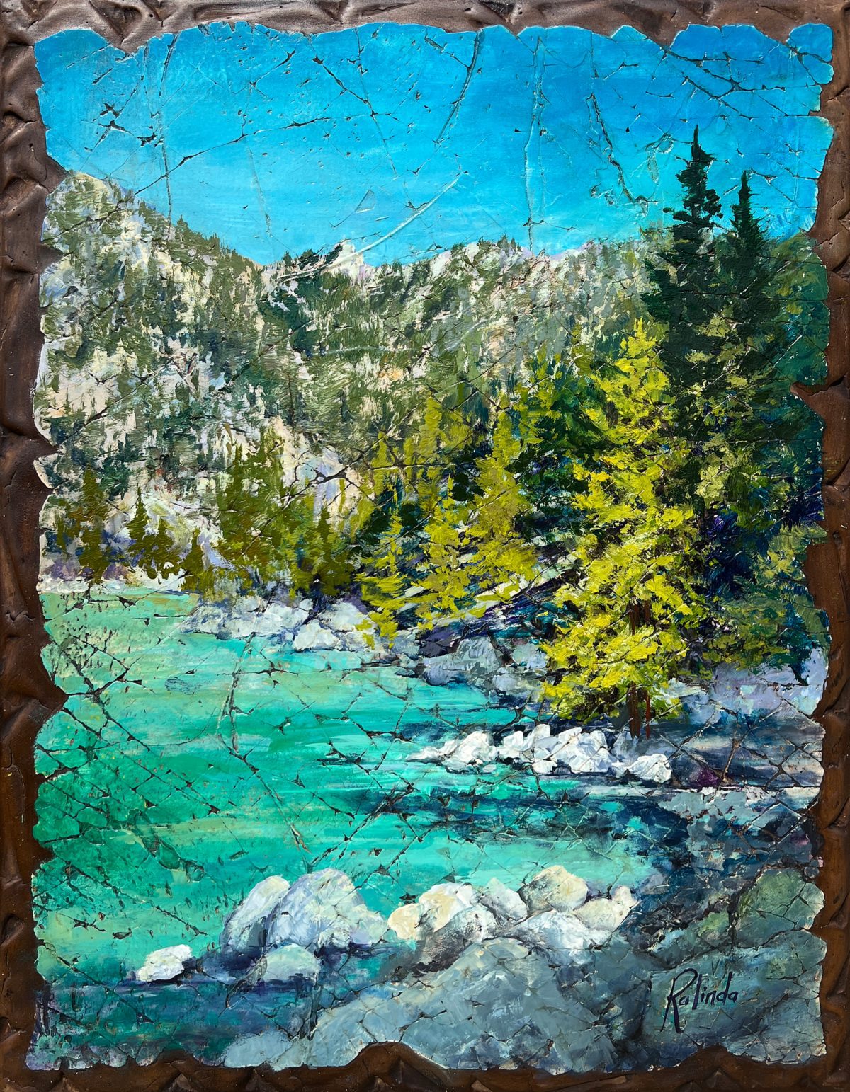 lake tahoe mixed media art on panel